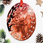 Fire In The Forest Artistic Reproduction Of A Forest Photo Oval Filigree Ornament (Two Sides) Back