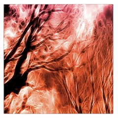 Fire In The Forest Artistic Reproduction Of A Forest Photo Large Satin Scarf (square) by Simbadda