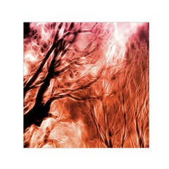 Fire In The Forest Artistic Reproduction Of A Forest Photo Small Satin Scarf (square) by Simbadda