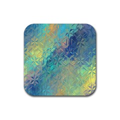 Colorful Patterned Glass Texture Background Rubber Coaster (square)  by Simbadda