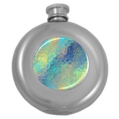 Colorful Patterned Glass Texture Background Round Hip Flask (5 Oz) by Simbadda