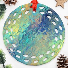 Colorful Patterned Glass Texture Background Round Filigree Ornament (two Sides) by Simbadda