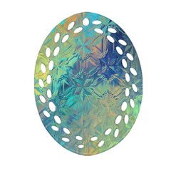 Colorful Patterned Glass Texture Background Oval Filigree Ornament (two Sides) by Simbadda