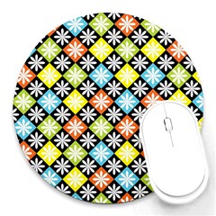 Diamond Argyle Pattern Colorful Diamonds On Argyle Style Round Mousepads by Simbadda