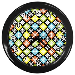 Diamond Argyle Pattern Colorful Diamonds On Argyle Style Wall Clocks (black) by Simbadda