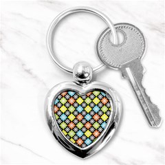 Diamond Argyle Pattern Colorful Diamonds On Argyle Style Key Chains (heart)  by Simbadda