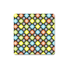 Diamond Argyle Pattern Colorful Diamonds On Argyle Style Square Magnet by Simbadda