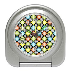 Diamond Argyle Pattern Colorful Diamonds On Argyle Style Travel Alarm Clocks by Simbadda