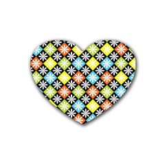 Diamond Argyle Pattern Colorful Diamonds On Argyle Style Heart Coaster (4 Pack)  by Simbadda