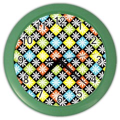 Diamond Argyle Pattern Colorful Diamonds On Argyle Style Color Wall Clocks by Simbadda