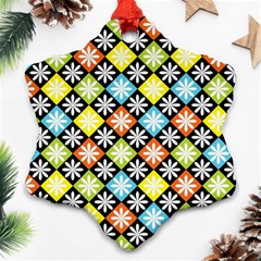 Diamond Argyle Pattern Colorful Diamonds On Argyle Style Snowflake Ornament (two Sides) by Simbadda