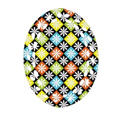 Diamond Argyle Pattern Colorful Diamonds On Argyle Style Oval Filigree Ornament (two Sides) by Simbadda