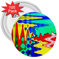 Bright Colours Abstract 3  Buttons (100 Pack)  by Simbadda