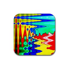 Bright Colours Abstract Rubber Coaster (square)  by Simbadda