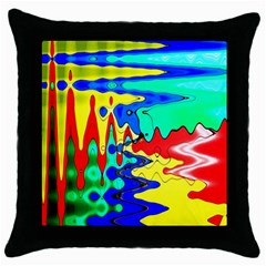 Bright Colours Abstract Throw Pillow Case (black) by Simbadda