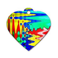 Bright Colours Abstract Dog Tag Heart (two Sides) by Simbadda