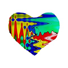 Bright Colours Abstract Standard 16  Premium Heart Shape Cushions by Simbadda