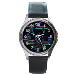 Digital Painting Colorful Colors Light Round Metal Watch by Simbadda