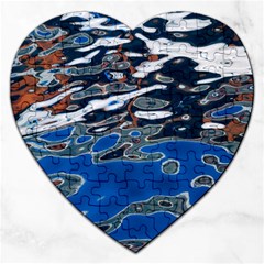 Colorful Reflections In Water Jigsaw Puzzle (heart) by Simbadda