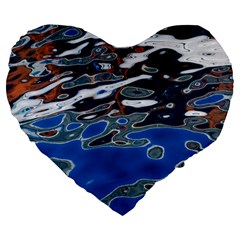 Colorful Reflections In Water Large 19  Premium Flano Heart Shape Cushions by Simbadda