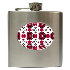 Seamless Abstract Pattern With Red Elements Background Hip Flask (6 Oz) by Simbadda