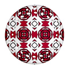 Seamless Abstract Pattern With Red Elements Background Round Filigree Ornament (two Sides)