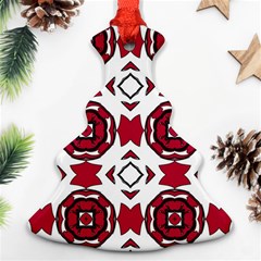 Seamless Abstract Pattern With Red Elements Background Christmas Tree Ornament (two Sides) by Simbadda