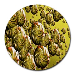 Melting Gold Drops Brighten Version Abstract Pattern Revised Edition Round Mousepads by Simbadda