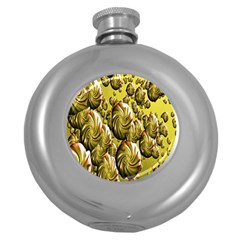 Melting Gold Drops Brighten Version Abstract Pattern Revised Edition Round Hip Flask (5 Oz) by Simbadda