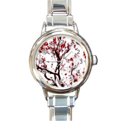 Tree Art Artistic Abstract Background Round Italian Charm Watch