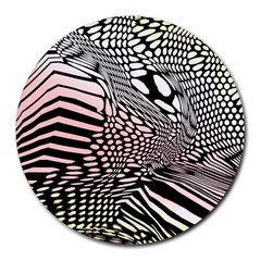 Abstract Fauna Pattern When Zebra And Giraffe Melt Together Round Mousepads by Simbadda