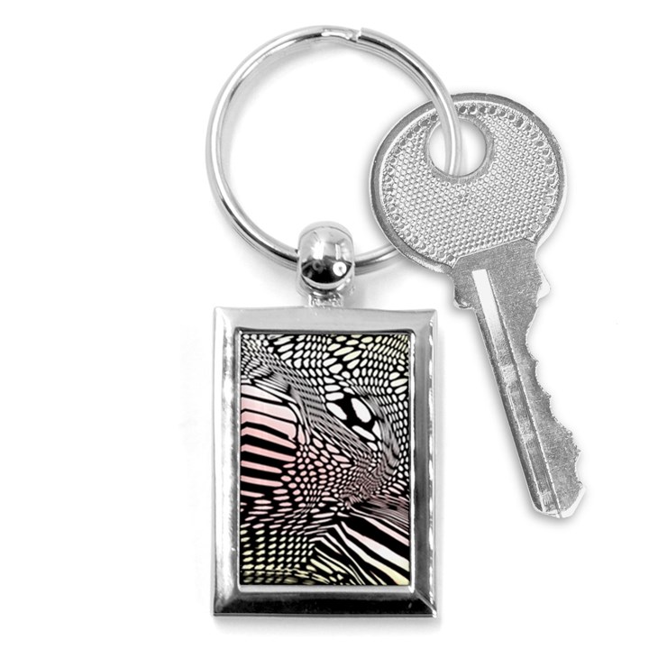 Abstract Fauna Pattern When Zebra And Giraffe Melt Together Key Chains (Rectangle) 