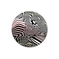 Abstract Fauna Pattern When Zebra And Giraffe Melt Together Magnet 3  (round) by Simbadda