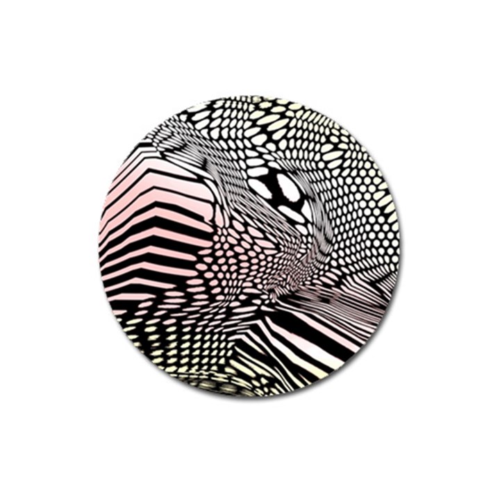 Abstract Fauna Pattern When Zebra And Giraffe Melt Together Magnet 3  (Round)