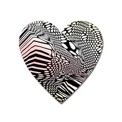 Abstract Fauna Pattern When Zebra And Giraffe Melt Together Heart Magnet by Simbadda