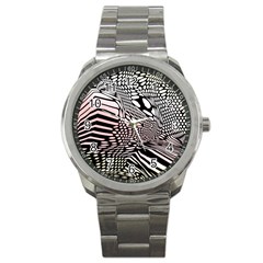 Abstract Fauna Pattern When Zebra And Giraffe Melt Together Sport Metal Watch by Simbadda