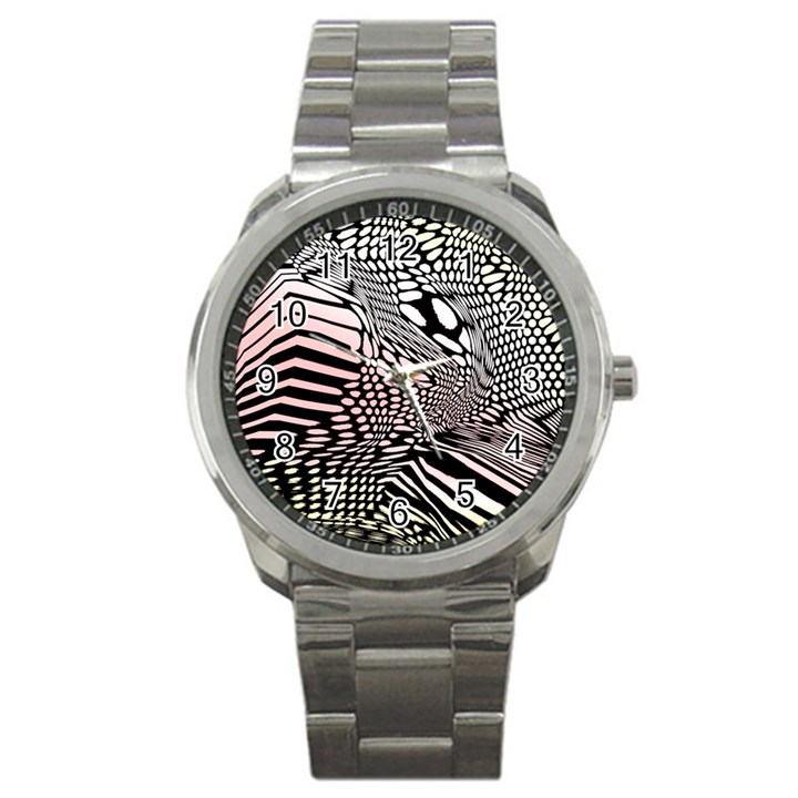 Abstract Fauna Pattern When Zebra And Giraffe Melt Together Sport Metal Watch