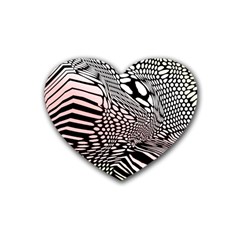 Abstract Fauna Pattern When Zebra And Giraffe Melt Together Rubber Coaster (heart)  by Simbadda