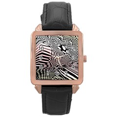 Abstract Fauna Pattern When Zebra And Giraffe Melt Together Rose Gold Leather Watch  by Simbadda