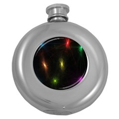 Star Lights Abstract Colourful Star Light Background Round Hip Flask (5 Oz) by Simbadda