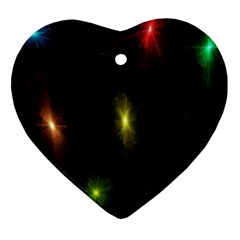 Star Lights Abstract Colourful Star Light Background Heart Ornament (two Sides) by Simbadda