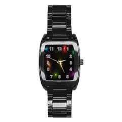 Star Lights Abstract Colourful Star Light Background Stainless Steel Barrel Watch by Simbadda