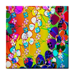 Abstract Flowers Design Tile Coasters by Simbadda