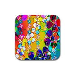 Abstract Flowers Design Rubber Coaster (square)  by Simbadda