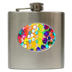 Abstract Flowers Design Hip Flask (6 Oz) by Simbadda