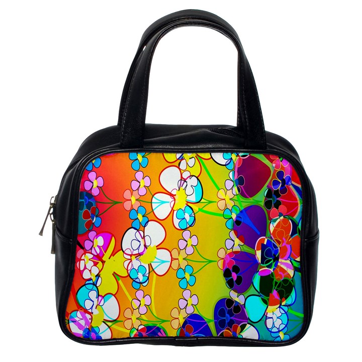 Abstract Flowers Design Classic Handbags (One Side)