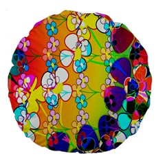 Abstract Flowers Design Large 18  Premium Round Cushions by Simbadda