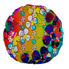 Abstract Flowers Design Large 18  Premium Flano Round Cushions by Simbadda