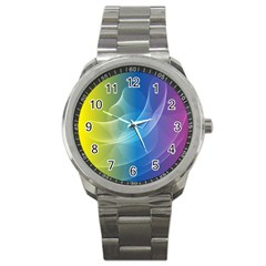 Colorful Guilloche Spiral Pattern Background Sport Metal Watch by Simbadda