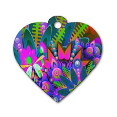 Wild Abstract Design Dog Tag Heart (one Side) by Simbadda